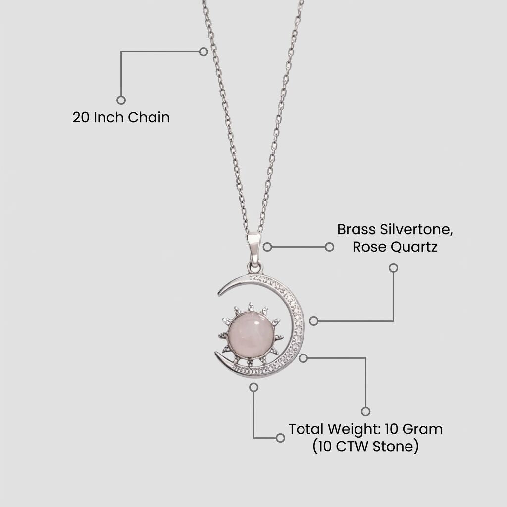 Rose Quartz Moon Pendant | Self-Love & Healing