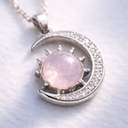 Rose Quartz Moon Pendant | Self-Love & Healing