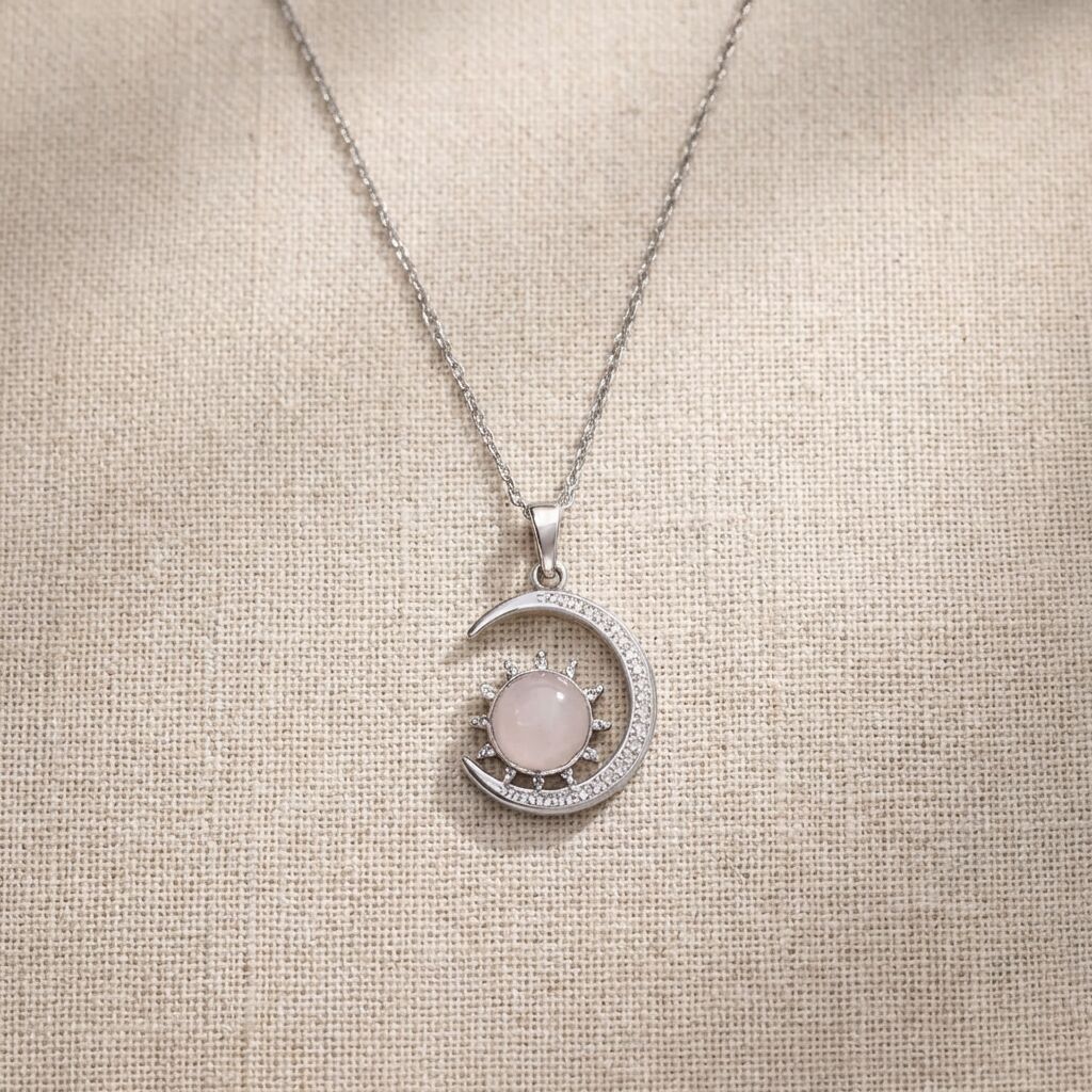 Rose Quartz Moon Pendant | Self-Love & Healing