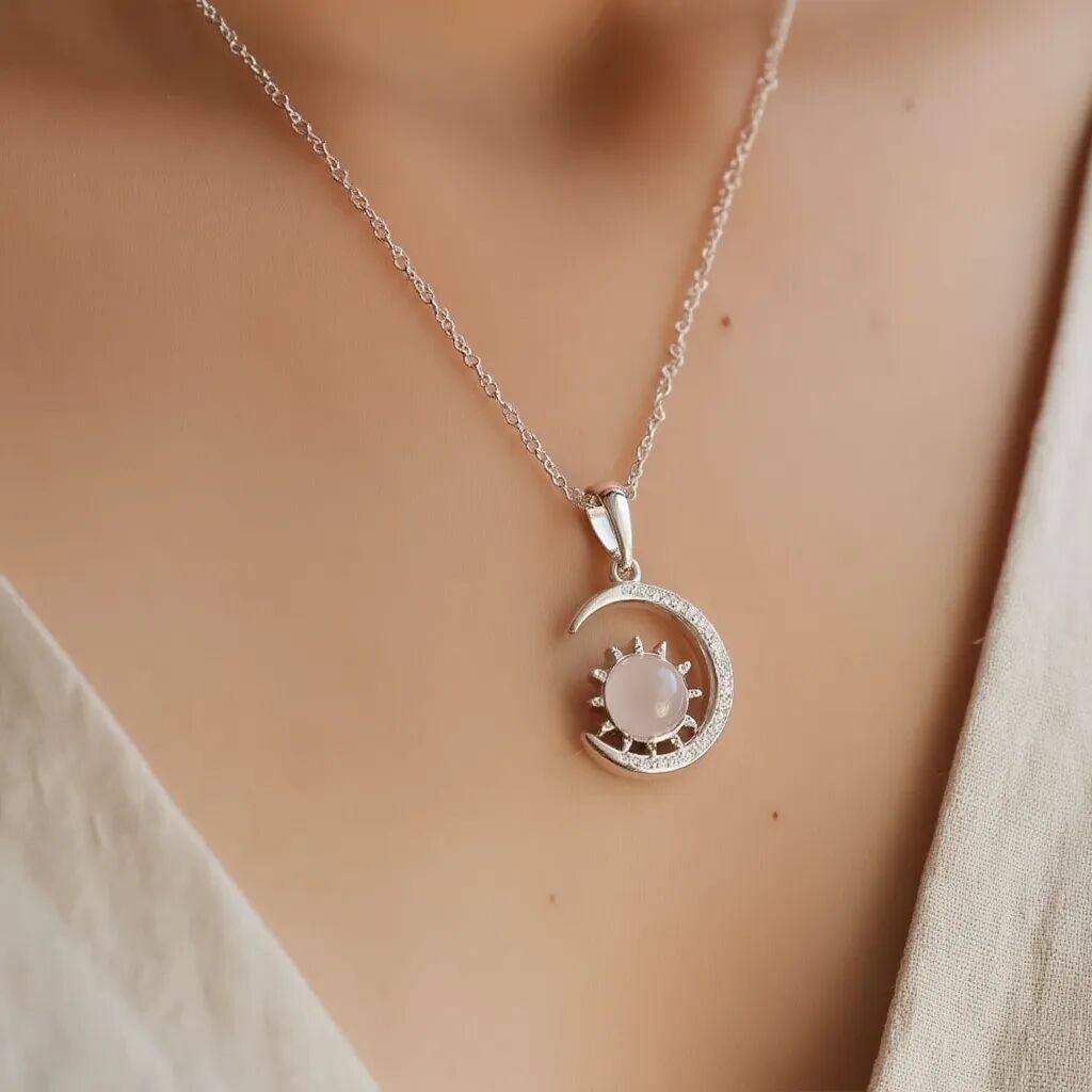 Rose Quartz Moon Pendant | Self-Love & Healing