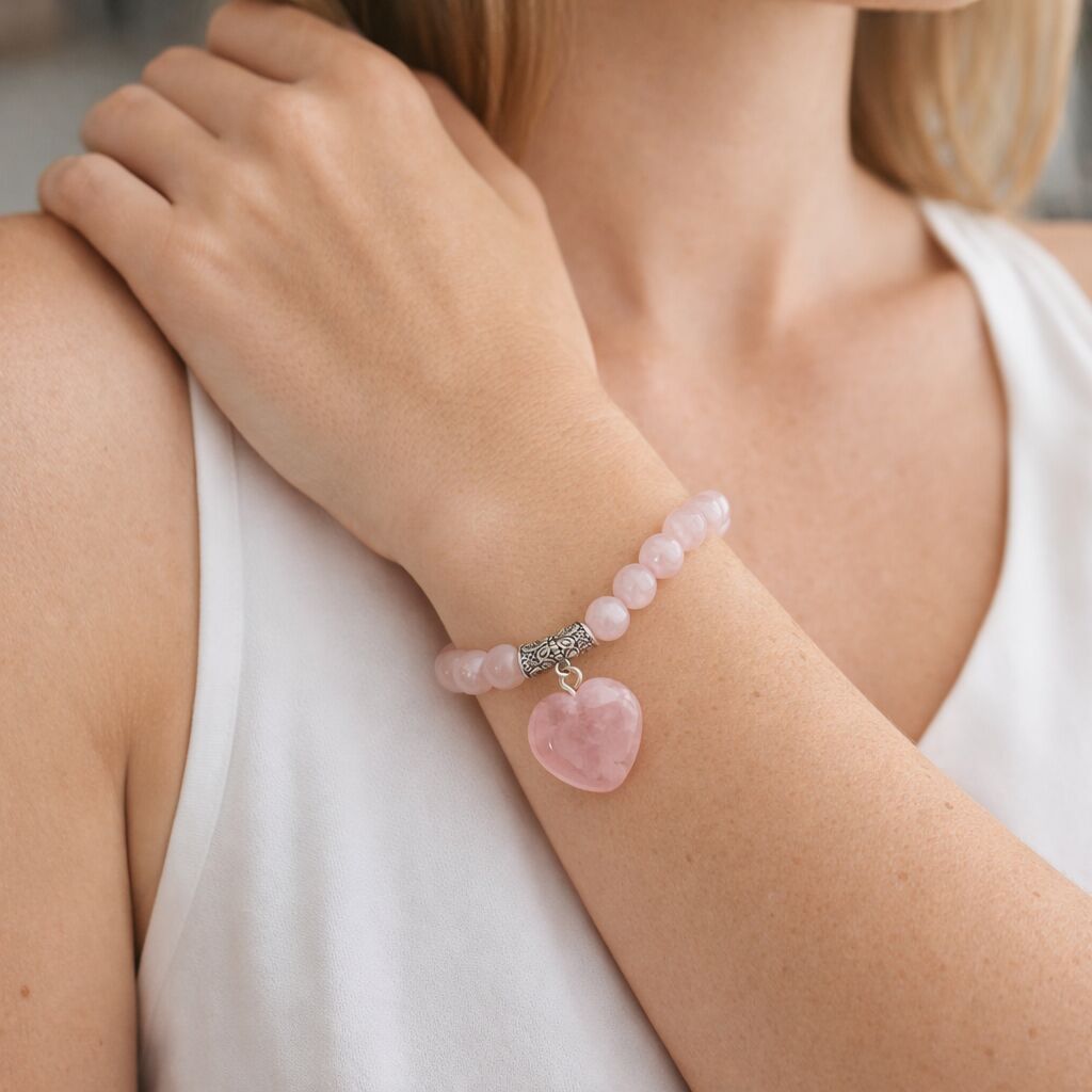 Rose Quartz Heart Bracelet | Calm & Self-Love Secondary image