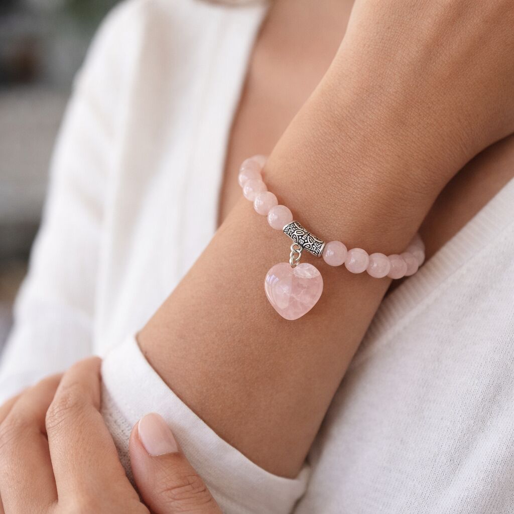 Rose Quartz Heart Bracelet | Calm & Self-Love