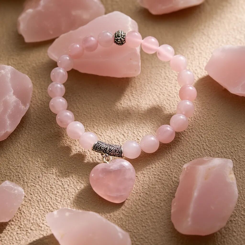 Rose Quartz Heart Bracelet | Calm & Self-Love