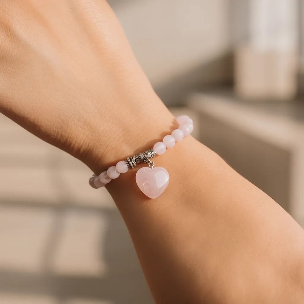 Rose Quartz Heart Bracelet | Calm & Self-Love