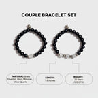 Black Obsidian & Clear Quartz Couple Bracelet Set