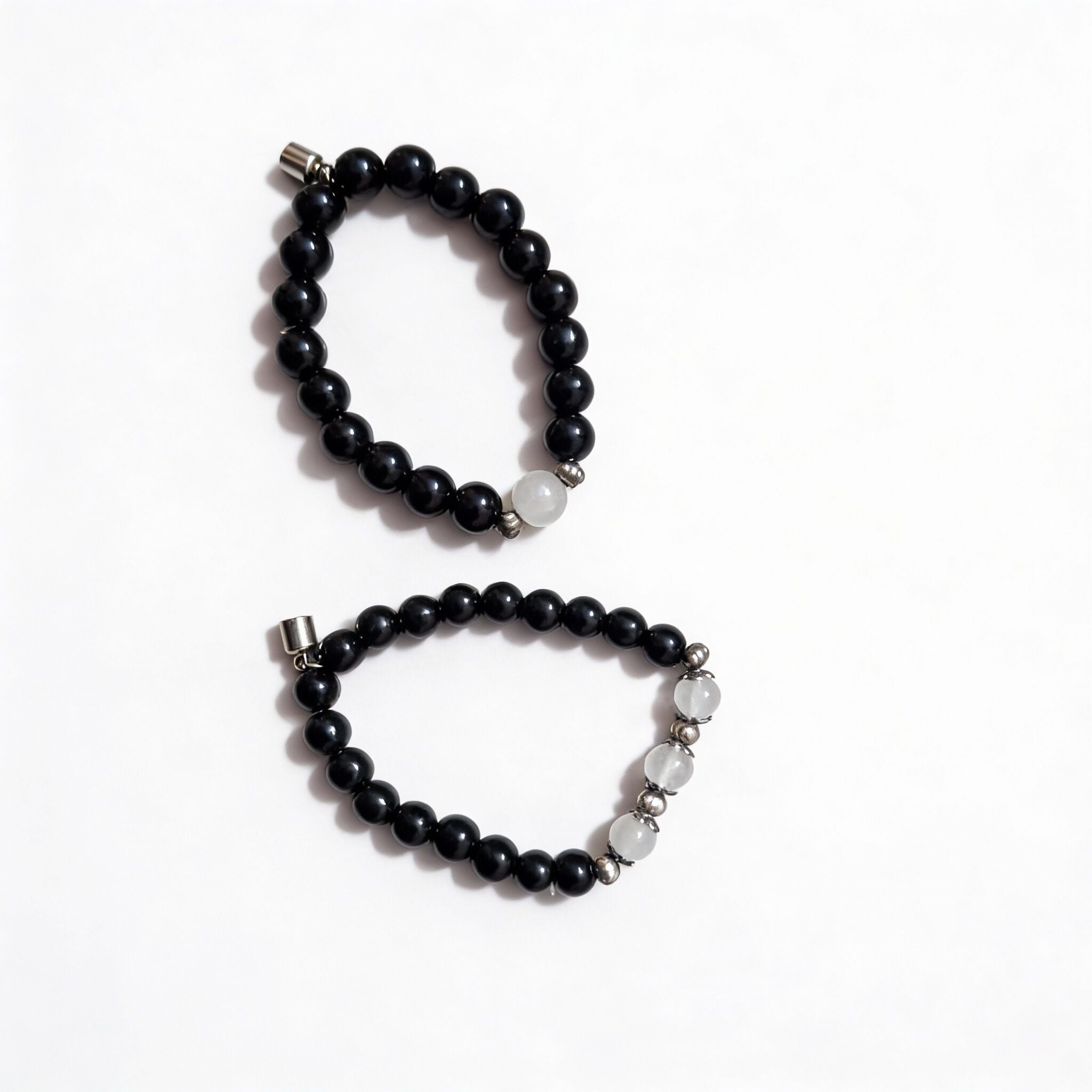 Black Obsidian & Clear Quartz Couple Bracelet Set Main image