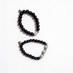 Black Obsidian & Clear Quartz Couple Bracelet Set