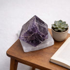 Amethyst Polished Cube & Selenite Charging Plate Decor Set