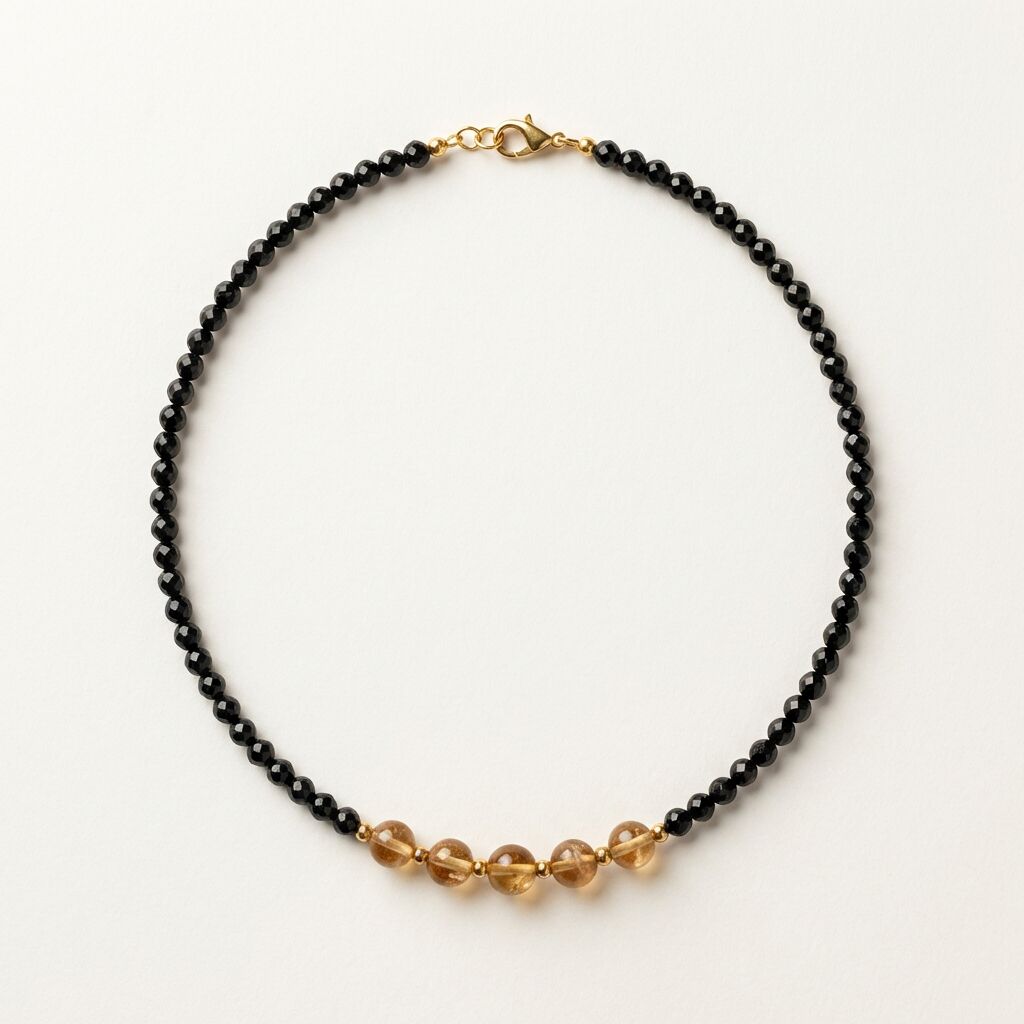 Citrine & Black Spinel Necklace | Confidence & Abundance