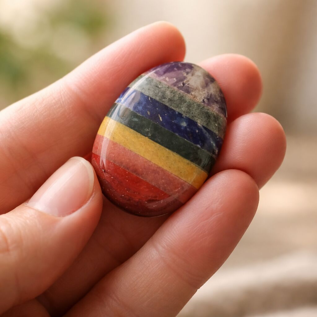 7 Chakra Bonded Oval Stone | Complete Energy Balance