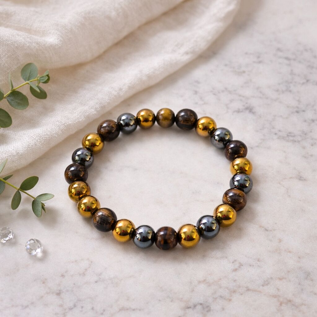 Triple Protection Bracelet | Tiger Eye & Hematite Shield Main image