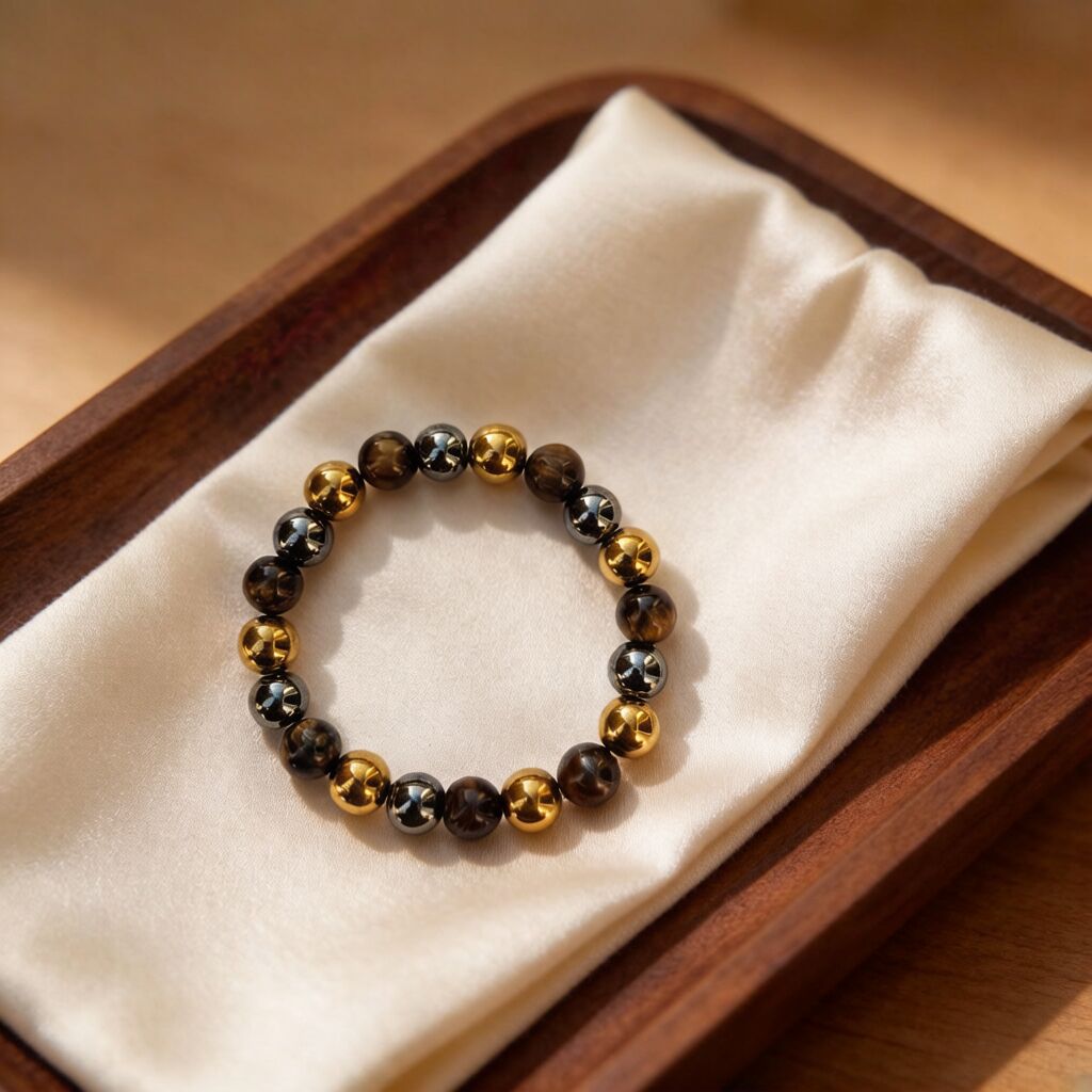 Triple Protection Bracelet | Tiger Eye & Hematite Shield