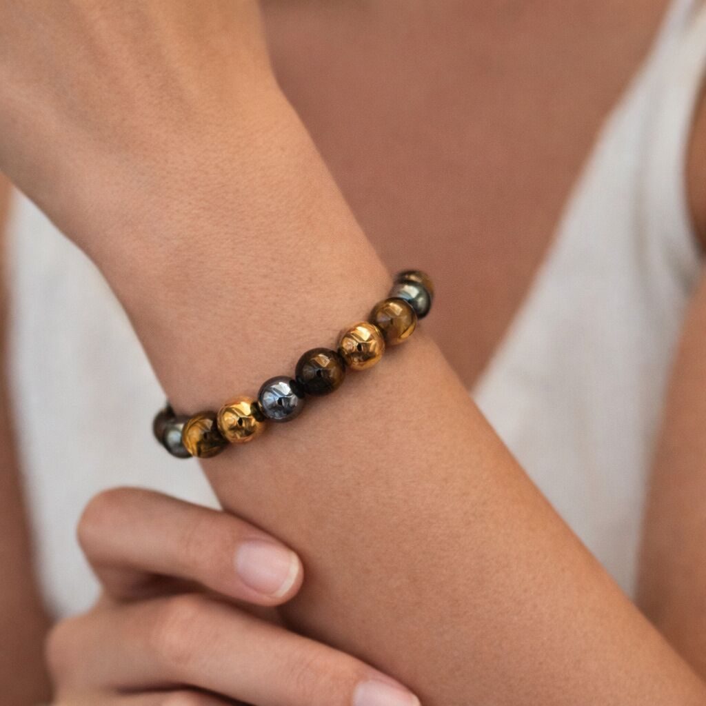 Triple Protection Bracelet | Tiger Eye & Hematite Shield Secondary image