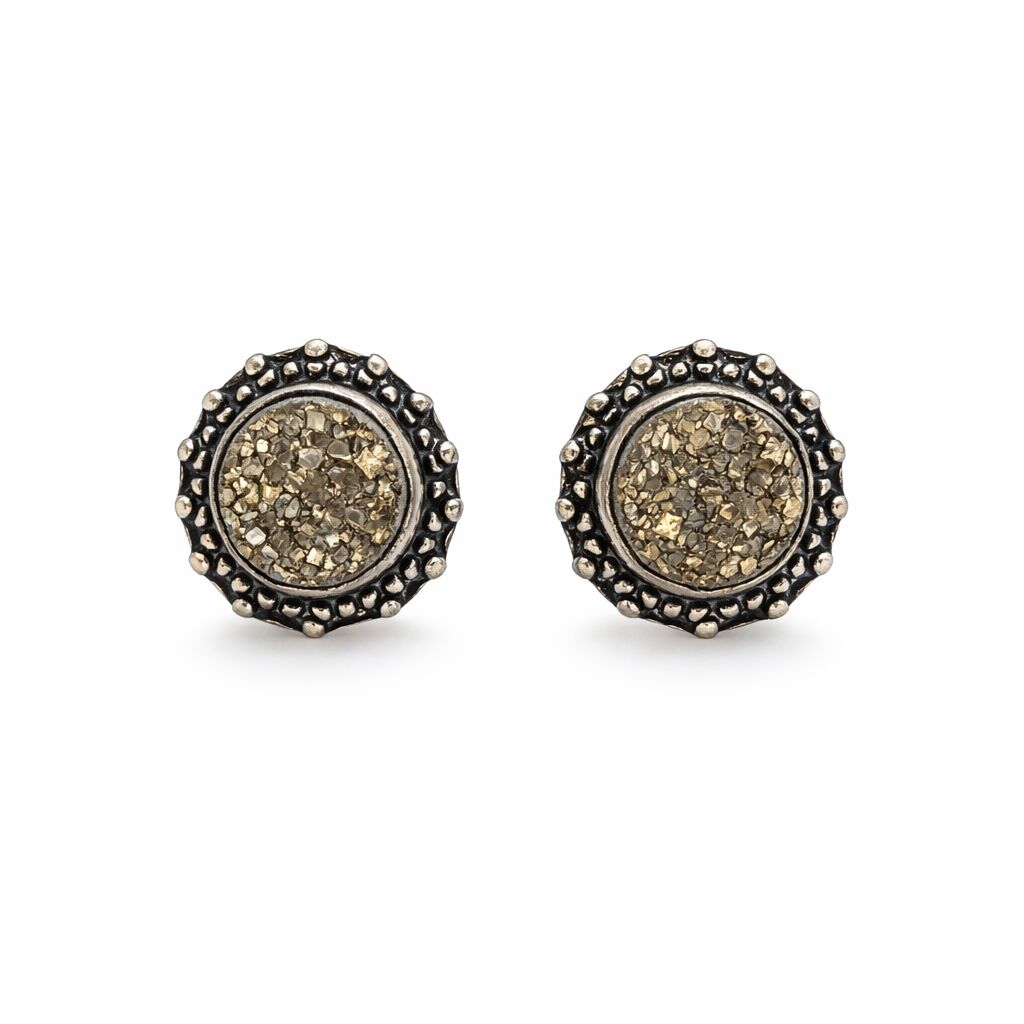 Artisan Pyrite Earrings | Abundance & Protection Shield
