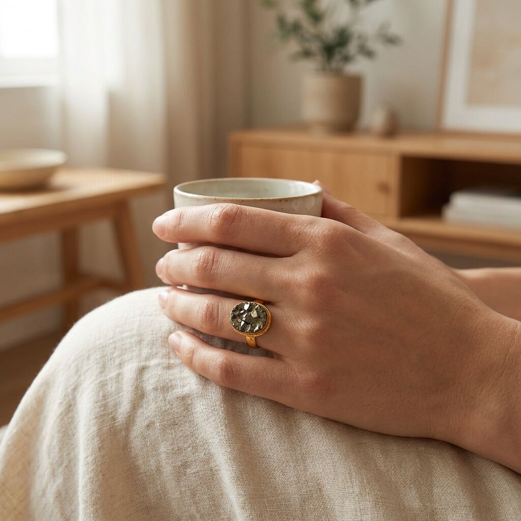 Artisan Pyrite Ring | Confidence & Abundance Channel Secondary image