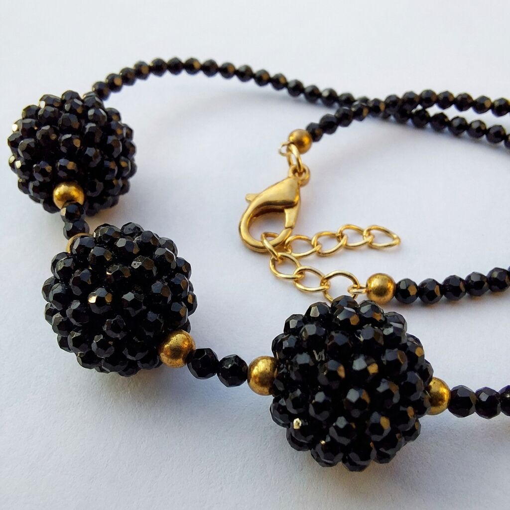 Black Spinel Bracelet | Artisan Gold Tone Protection