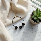 Black Spinel Bracelet | Artisan Gold Tone Protection