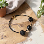Black Spinel Bracelet | Artisan Gold Tone Protection