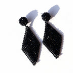 Black Spinel Earrings | Artisan Faceted Drop & Shield