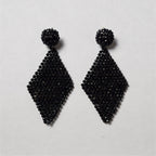 Black Spinel Earrings | Artisan Faceted Drop & Shield