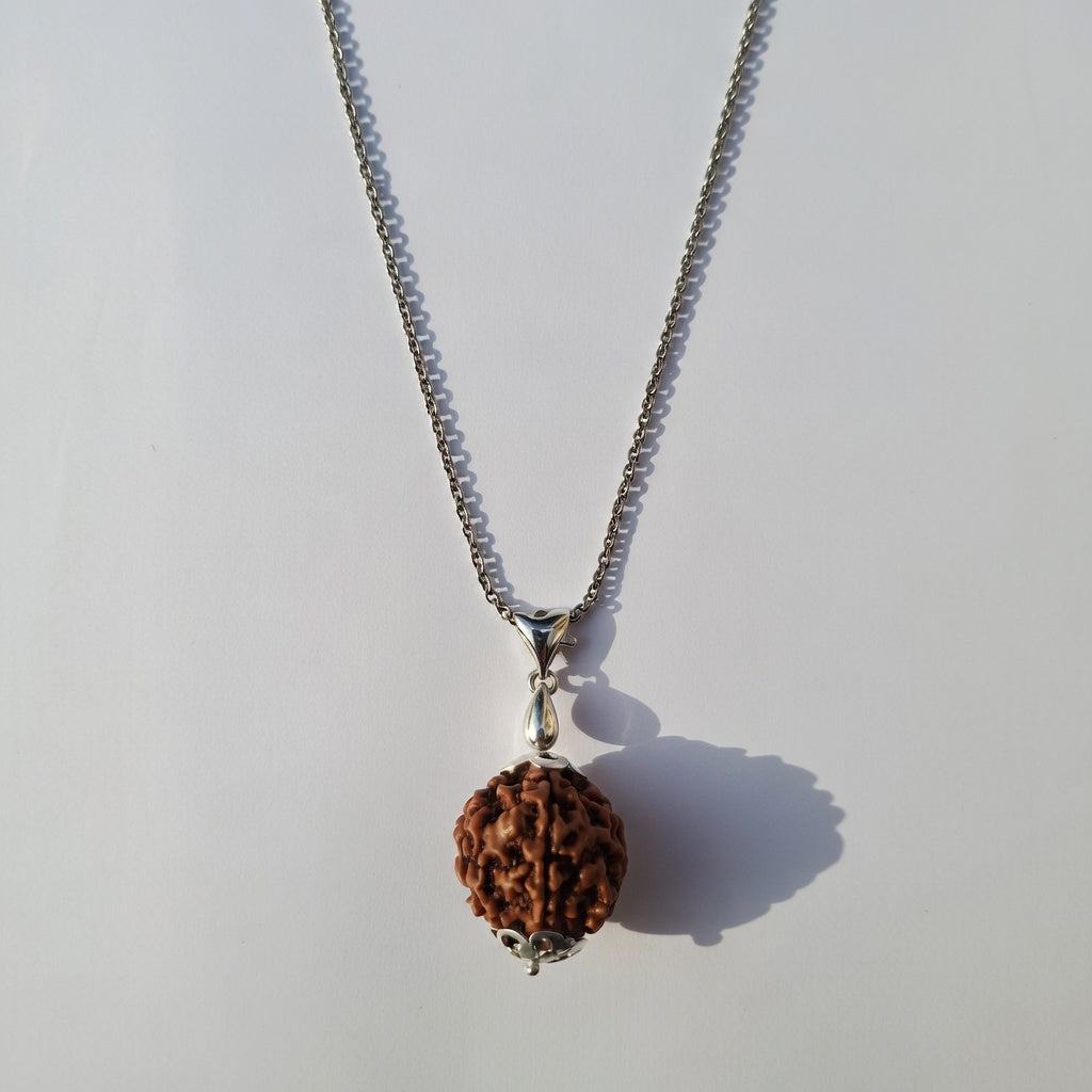 5 Mukhi Rudraksha Necklace | Silver Tone Spirit Shield