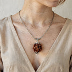 5 Mukhi Rudraksha Necklace | Silver Tone Spirit Shield