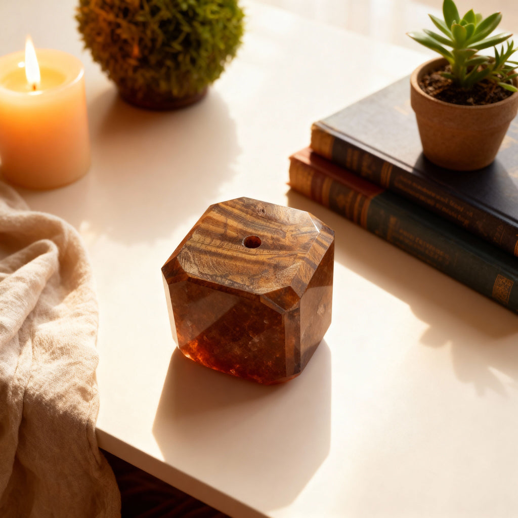 Tiger Eye Paperweight | Incense Holder Focus & Courage