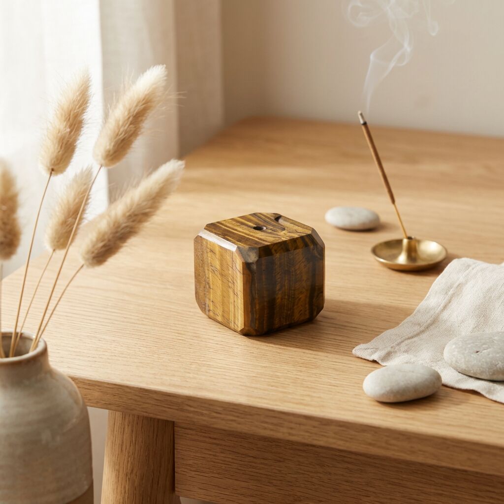 Tiger Eye Paperweight | Incense Holder Focus & Courage