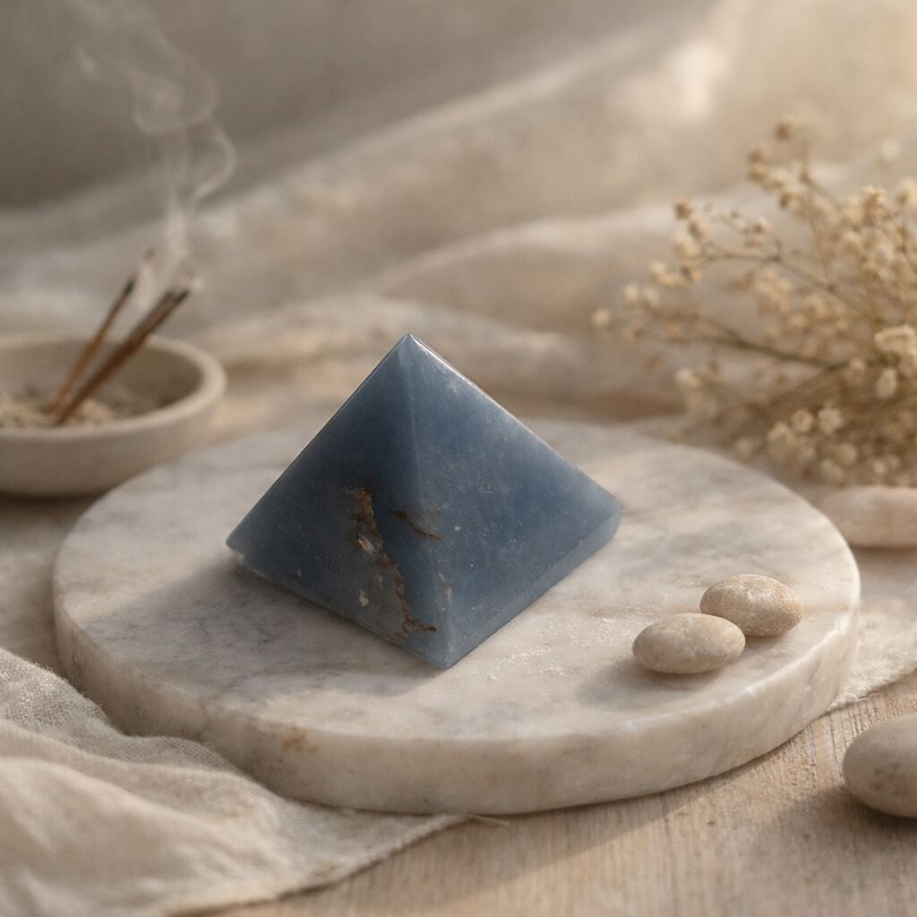 Angelite Pyramid | Celestial Calm & Communication Stone