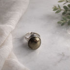 Pyrite Oval Ring | Silver Tone Abundance & Willpower