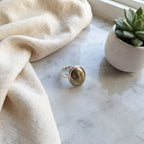 Pyrite Oval Ring | Silver Tone Abundance & Willpower