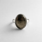 Pyrite Oval Ring | Silver Tone Abundance & Willpower