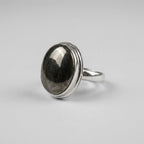 Pyrite Oval Ring | Silver Tone Abundance & Willpower