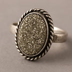 Pyrite Oval Ring | Abundance, Willpower & Protection
