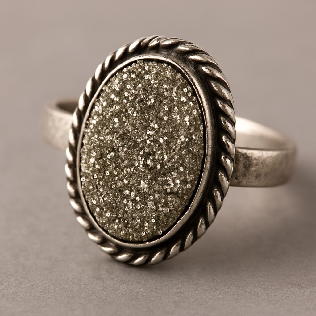 Pyrite Oval Ring | Abundance, Willpower & Protection