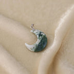 Moss Agate Moon Necklace | Renewal & Intuition