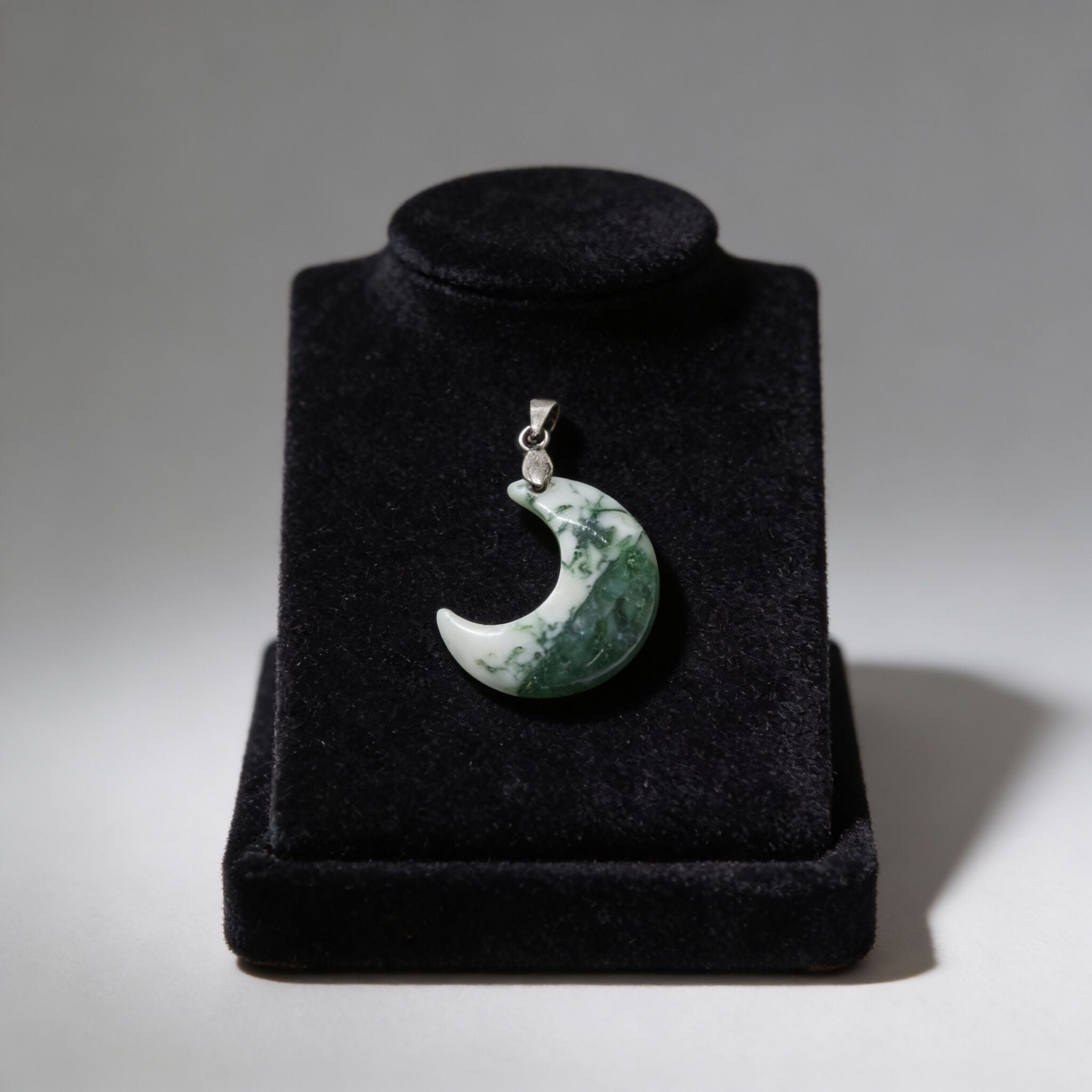 Moss Agate Moon Necklace | Renewal & Intuition