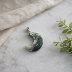 Moss Agate Moon Necklace | Renewal & Intuition