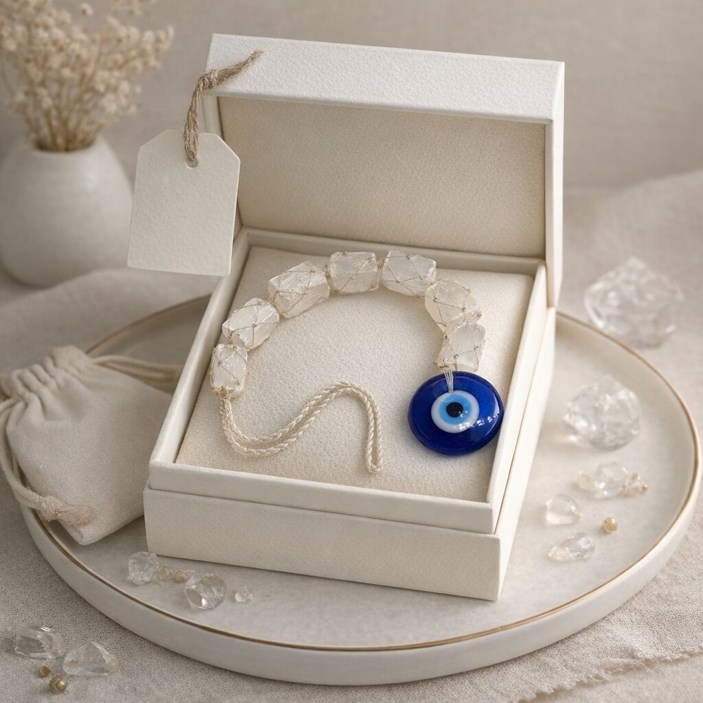 Selenite Evil Eye Wall Hanger | Protection & Harmony