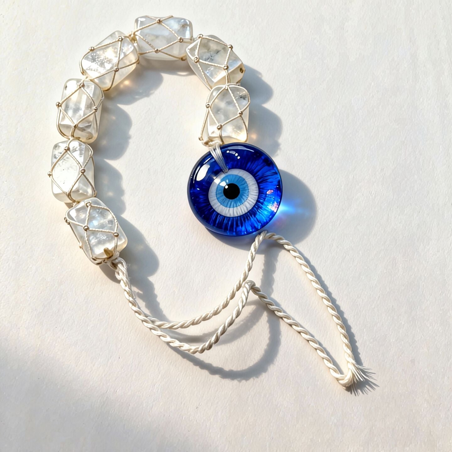 Selenite Evil Eye Wall Hanger | Protection & Harmony