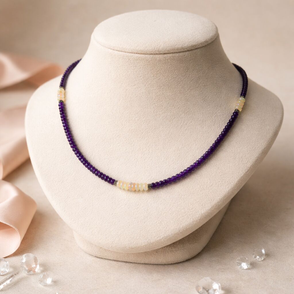 Amethyst & Opal Necklace | Wisdom & Transformation