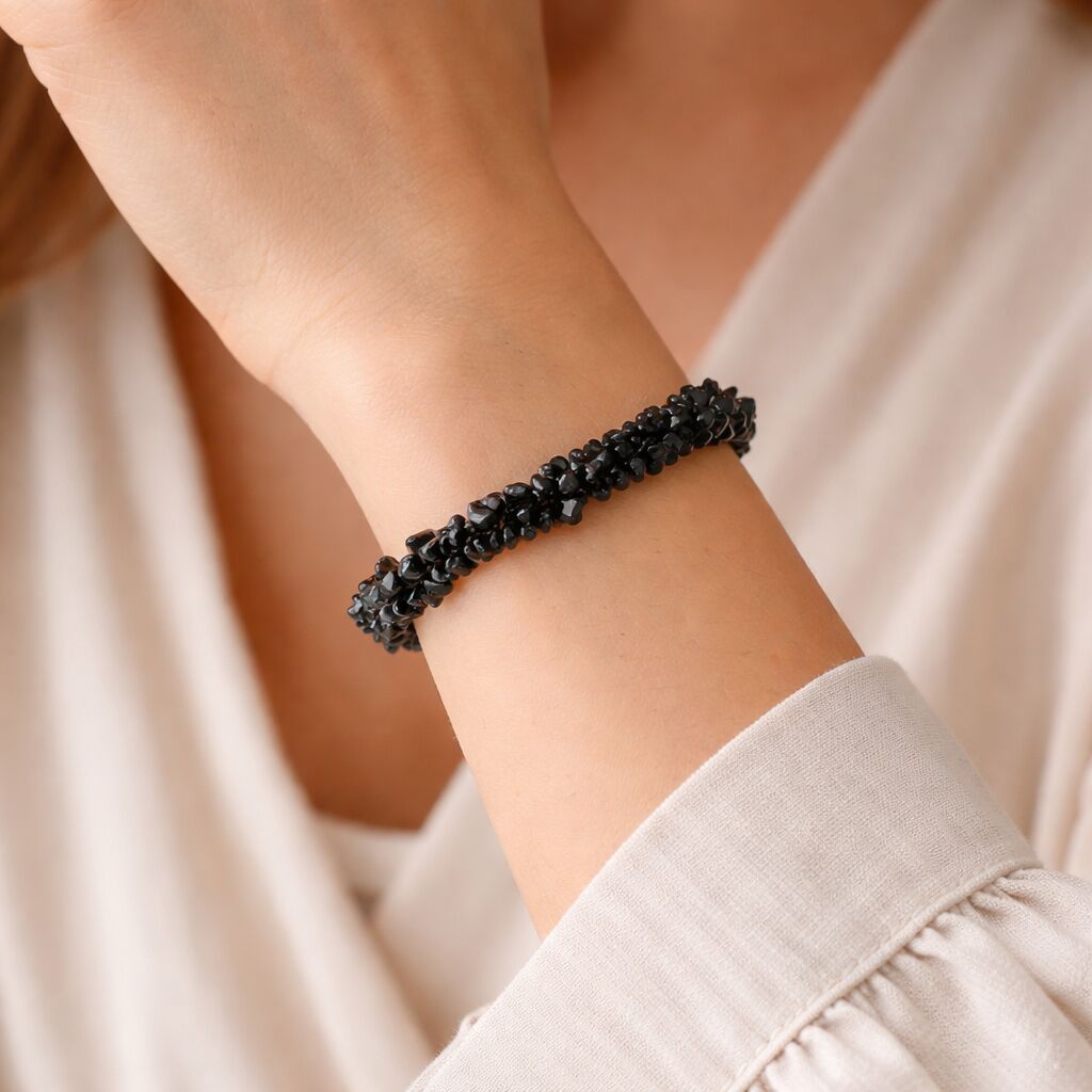 Black Spinel 3 Row Bracelet | Bold & Refined Energy Secondary image