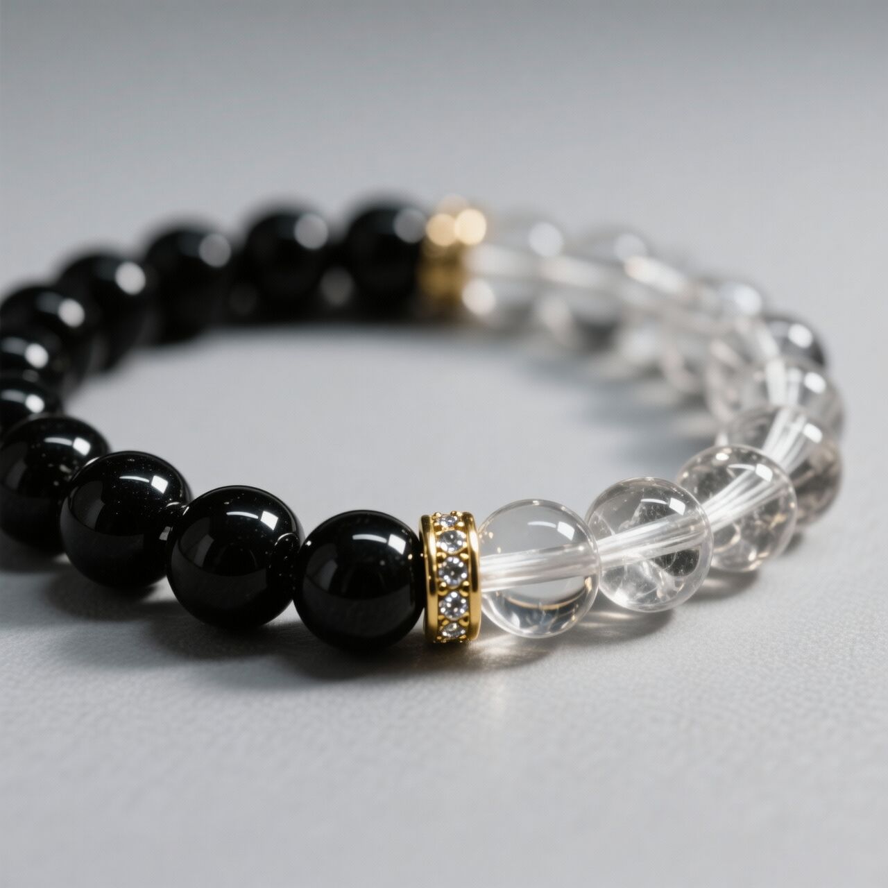 Black Agate Quartz Bracelet | Clarity & Balance