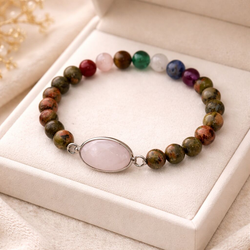 Chakra Unakite Rose Quartz Bracelet | Balance & Love
