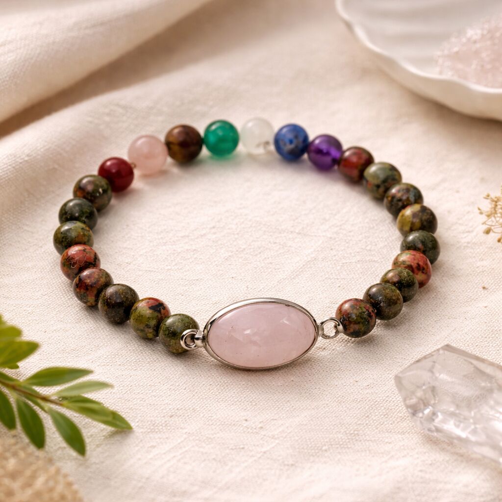Chakra Unakite Rose Quartz Bracelet | Balance & Love