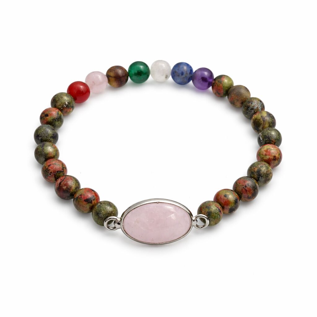 Chakra Unakite Rose Quartz Bracelet | Balance & Love