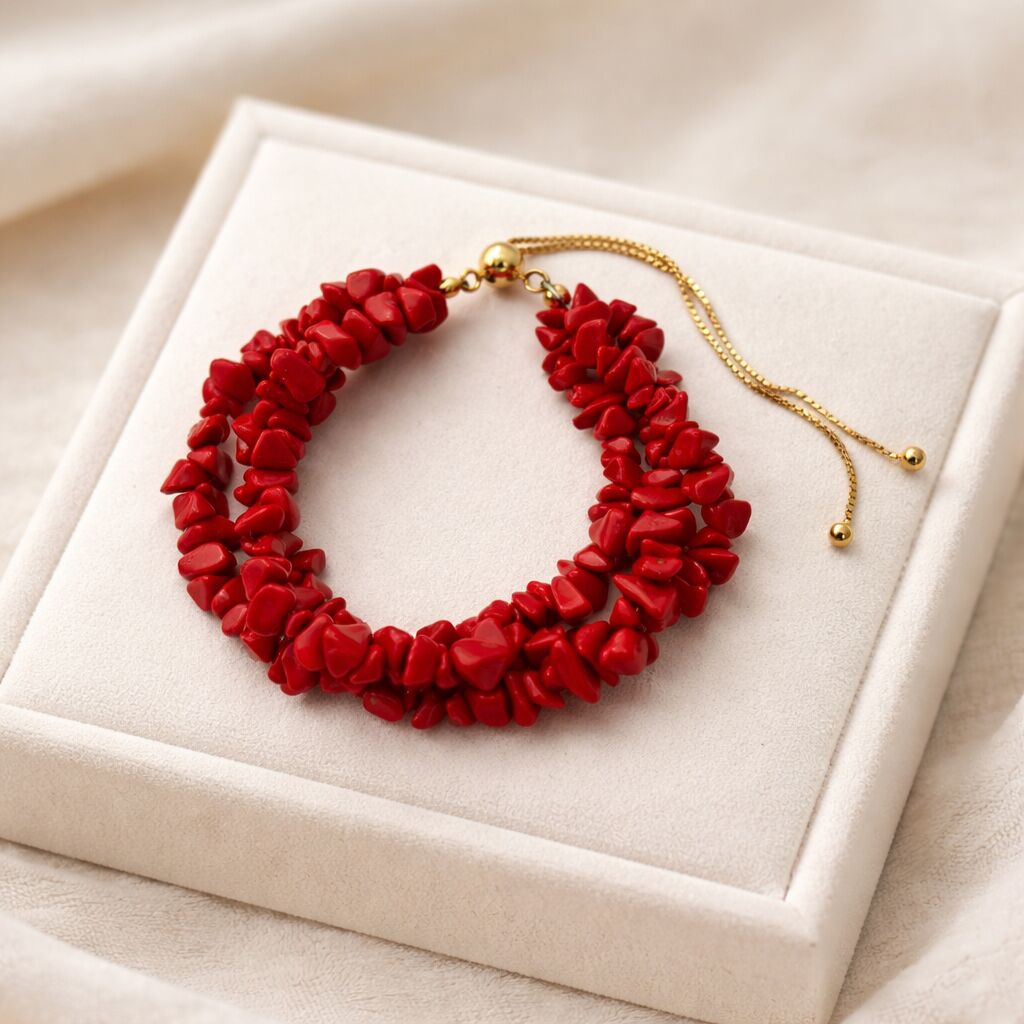 Red Coral Howlite Bracelet | Energy & Confidence