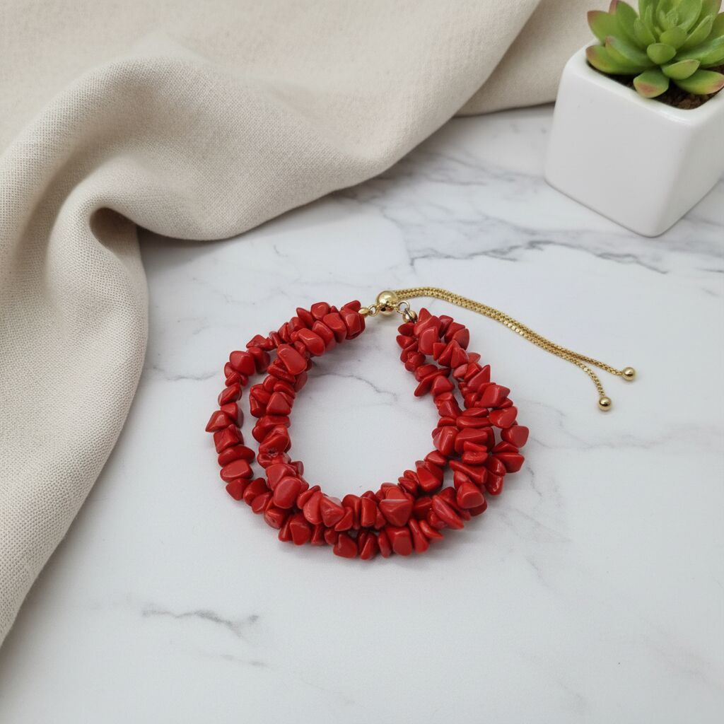 Red Coral Howlite Bracelet | Energy & Confidence