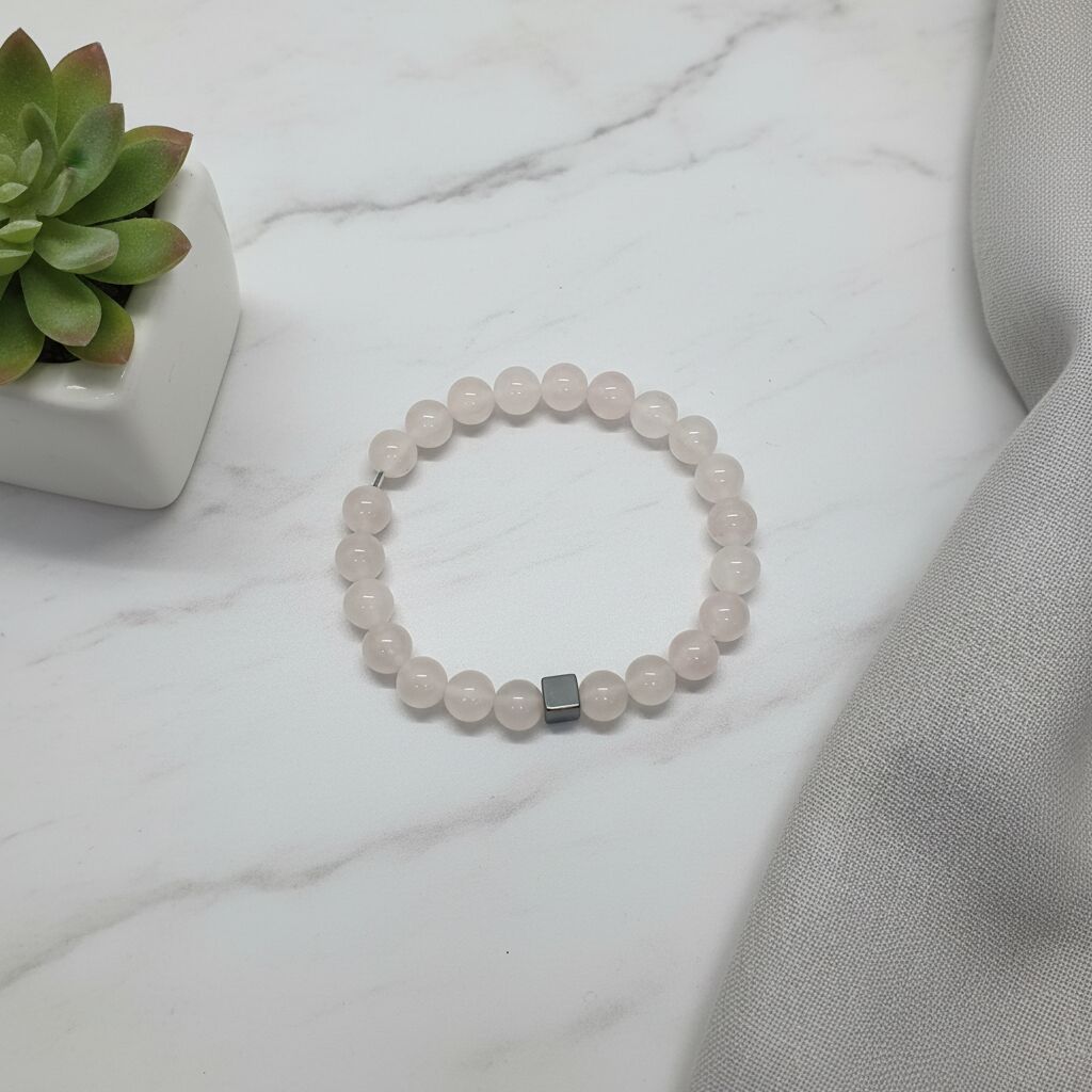 White Jade Hematite Bracelet | Calm & Balance
