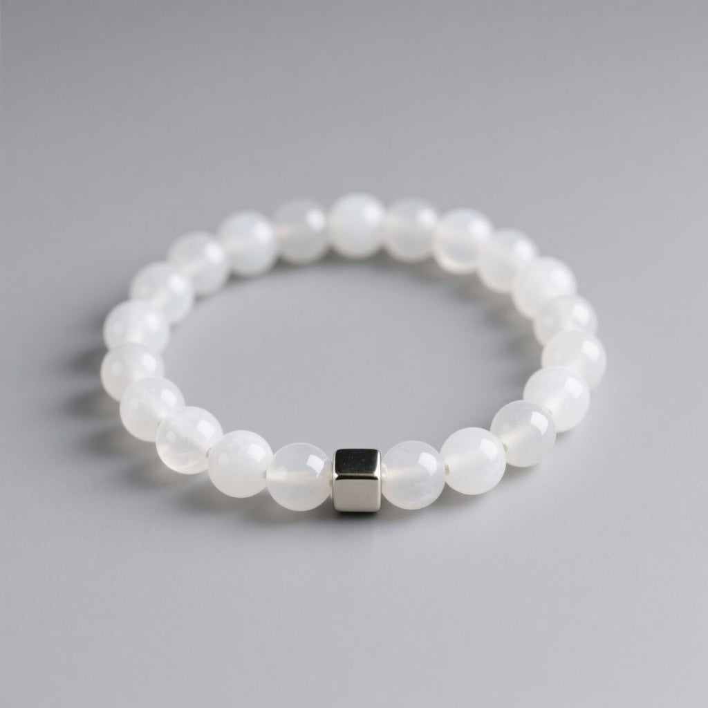 White Jade Hematite Bracelet | Calm & Balance
